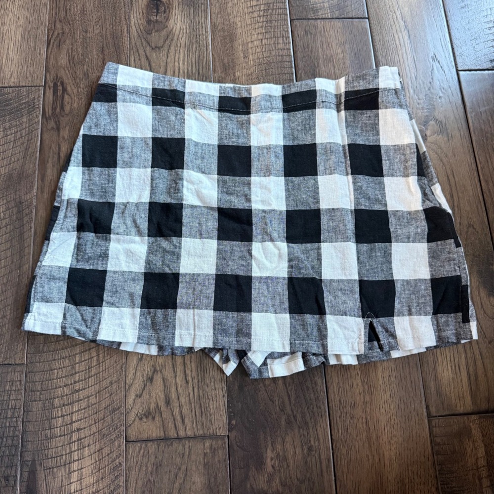 A New Day NWT Black White Buffalo Check Plaid Skort Skirt Shorts Women Size 14